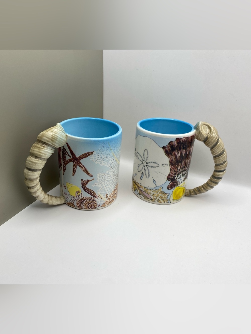 Vintage Five & Dime Seashell Mugs Set of 2 | Signed | Korea